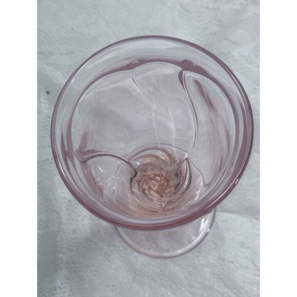 Two Sweet Swirl Pink Water Goblets Ice Water Footed Glasses Noritake Replacement - Picture 2 of 10